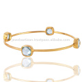 Meilleures ventes Bracelet en argent sterling naturel Blue Topaz Gold Vermeil 925